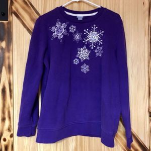 Embellished Snowflake Sweatshirt Purple L